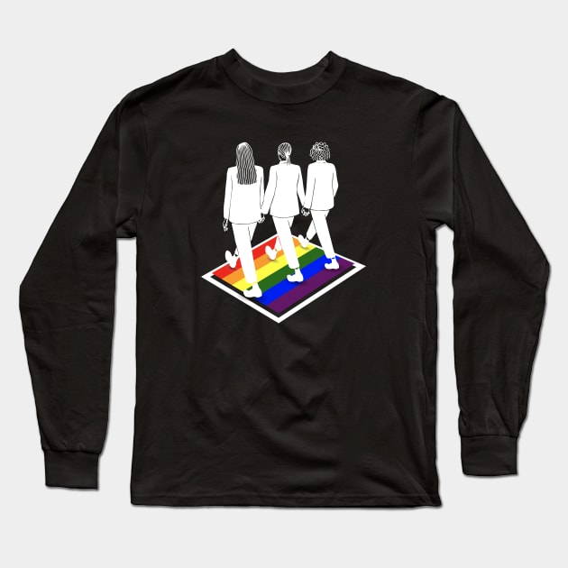 Women's Rainbow LGBT Crosswalk Long Sleeve T-Shirt by Abuewaida 